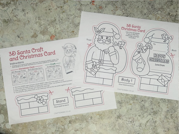 Free printable Santa Christmas card template for kids