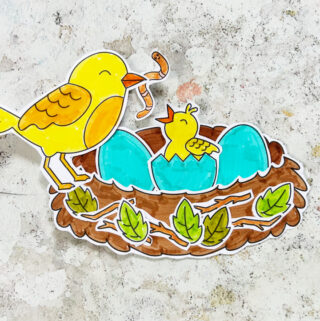 free printable cut and paste birds nest craft for kids