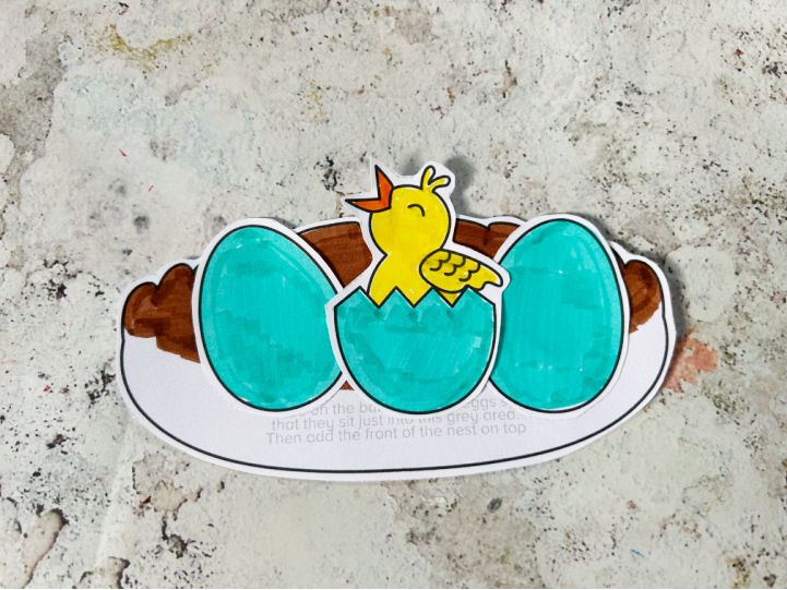 assembling birds nest craft with eggs and chick