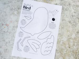 Printable bird craft template for kids to cut and paste