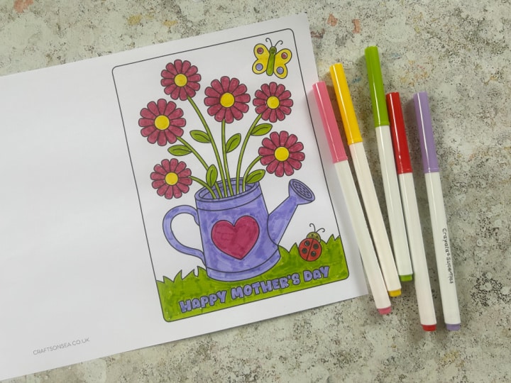 Easy Mother’s Day card for preschool kids to color