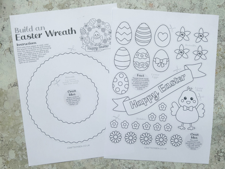 Free printable Easter wreath craft template