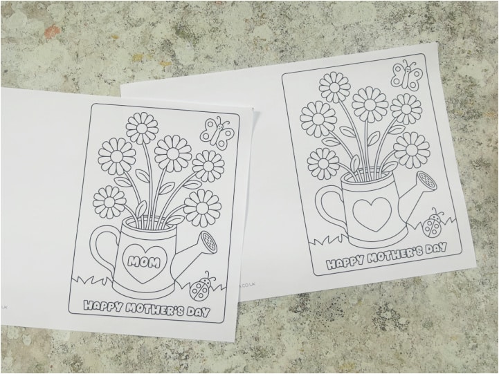 Black and white Mother’s Day card template to color