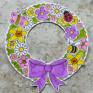 printable spring wreath craft for kids to cut and paste