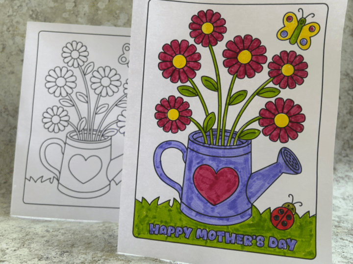 Simple Mother’s Day card printable folded in half
