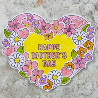 Mother’s Day wreath craft for kids made using a free printable template