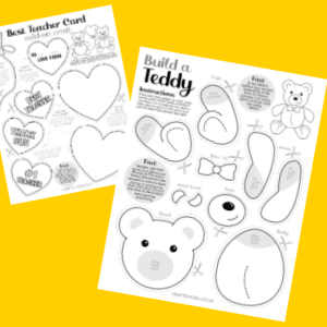 best teacher card with a teddy cut and paste theme