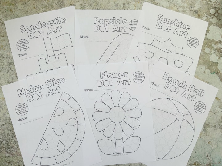 Printable summer dot marker worksheets for preschool and kindergarten