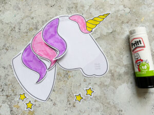 assembling the mane and horn on the unicorn craft