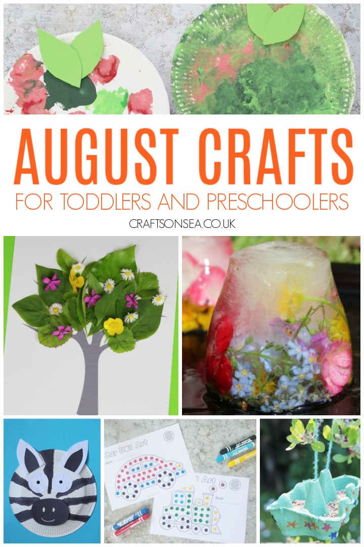 August craft ideas for toddlers and preschoolers including nature, zoo animal, transportation and back to school crafts