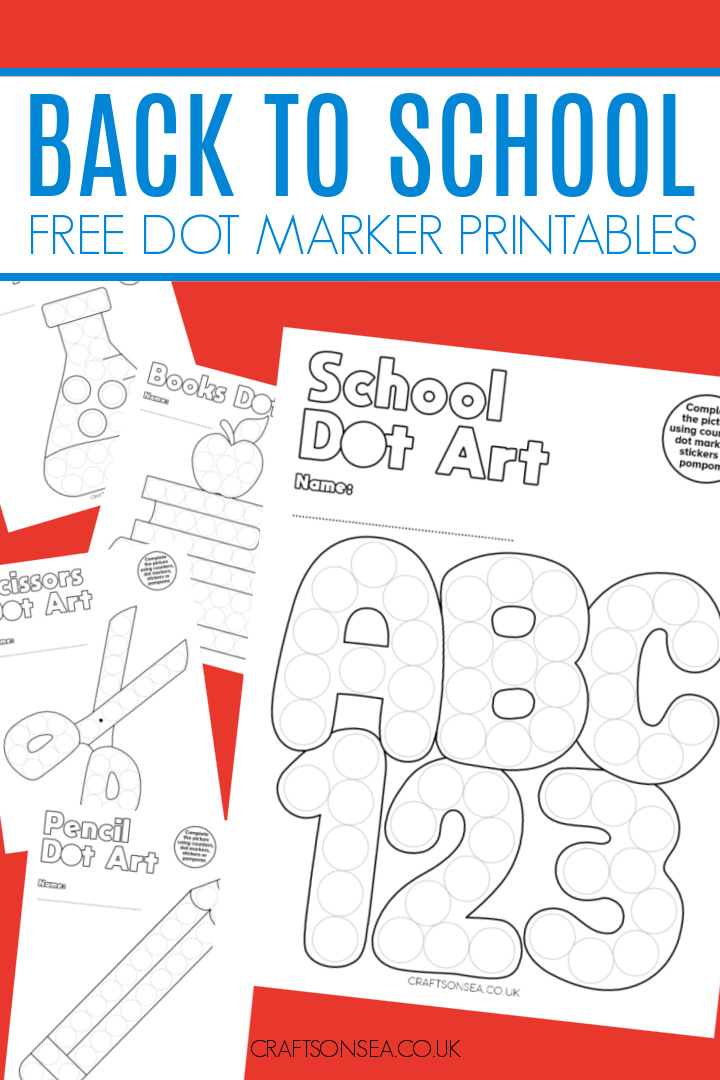 Free back to school dot art printables for preschool and kindergarten