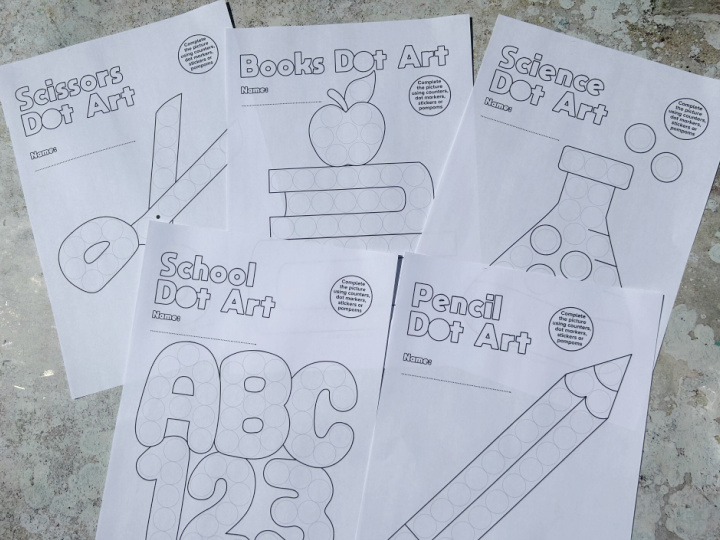 Printable back to school dot marker worksheets for kids