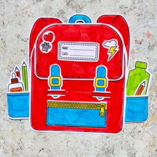 Free printable cut and paste backpack craft with school supplies