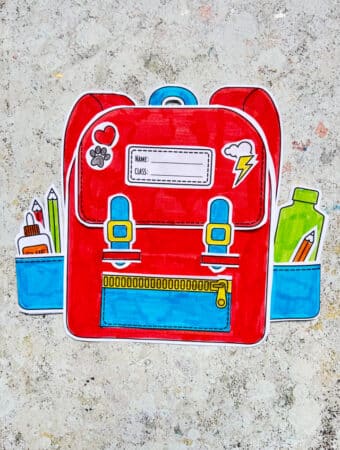 Free printable cut and paste backpack craft with school supplies