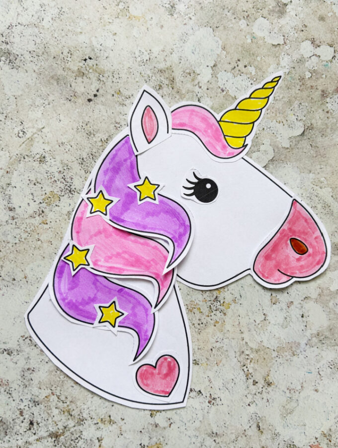 cut and paste unicorn craft free printable
