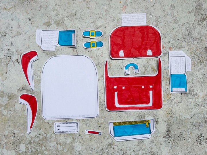cut out pieces for the backpack craft