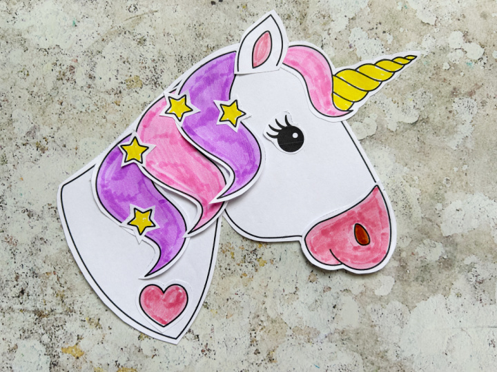 finished unicorn craft made with the printable