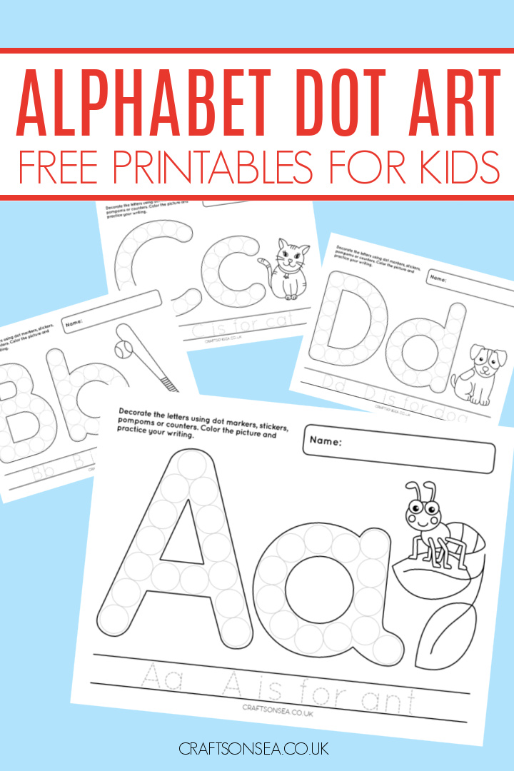 Free printable alphabet dot marker worksheets from A to Z