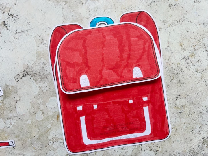 Building the printable paper backpack craft