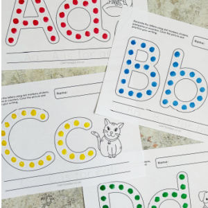 printable alphabet worksheets with dot marker designs coloring and tracing