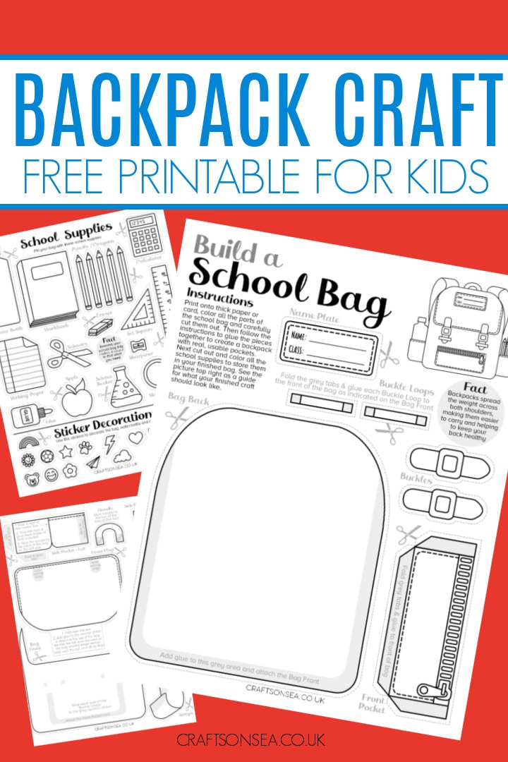 Free printable school backpack craft for kids
