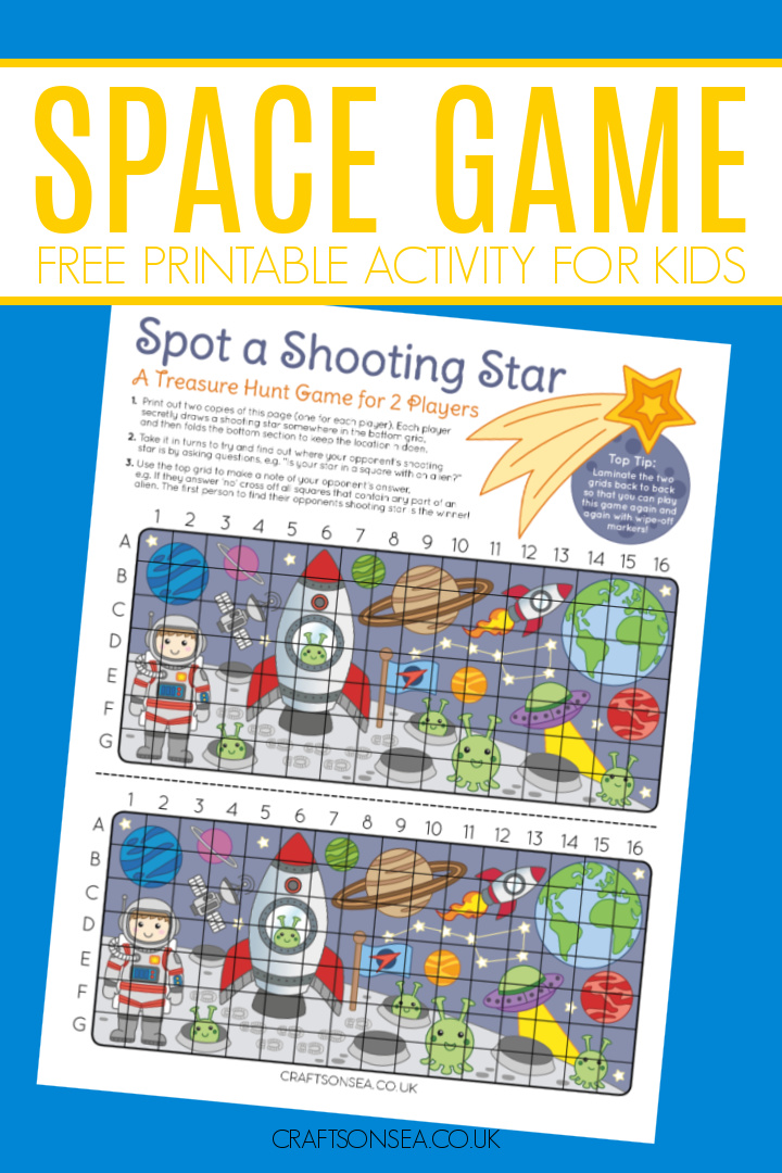 space game free printable PDF for kids