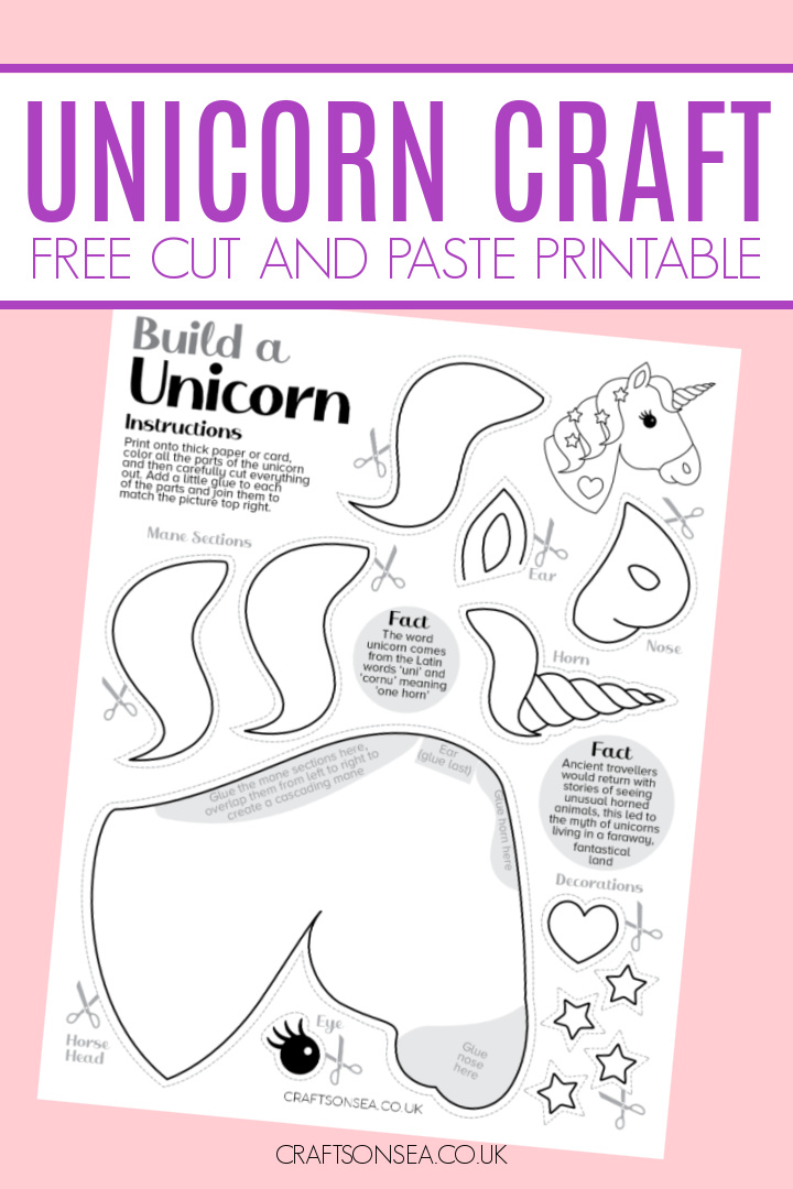 Printable unicorn craft template