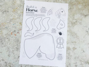 unicorn craft template printed onto white paper