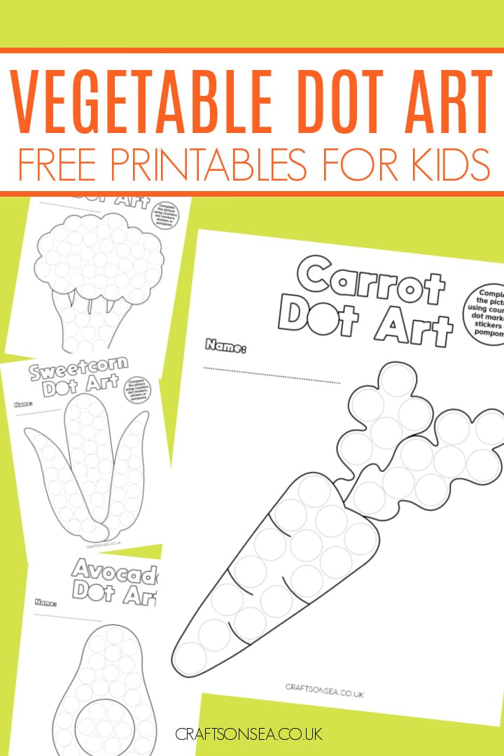 Free vegetable dot art printables for preschool and kindergarten