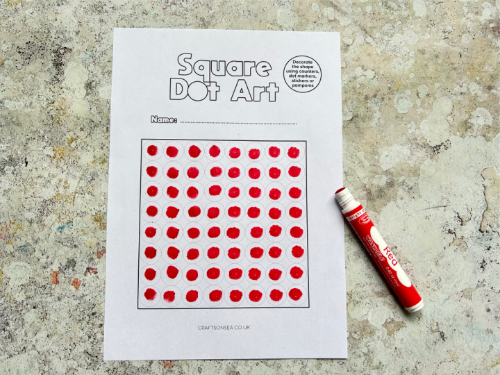 completed square dot marker printable