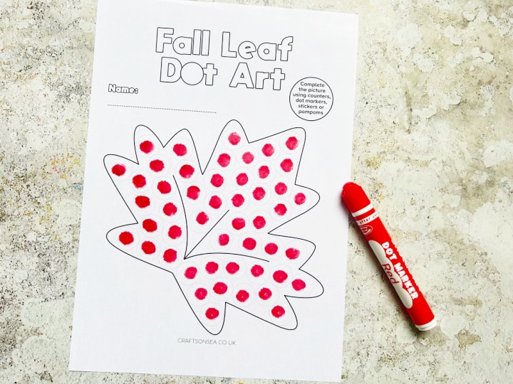 fall leaf dot marker printable colored in