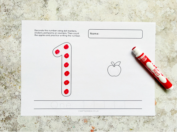 number 1 dot marker printable