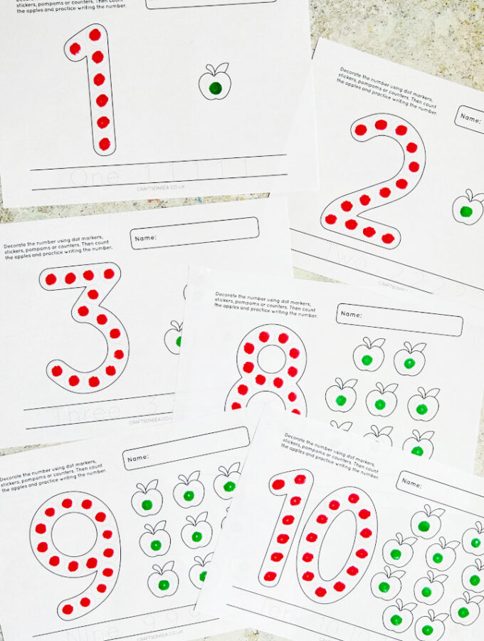 numbers 1-10 dot marker printables
