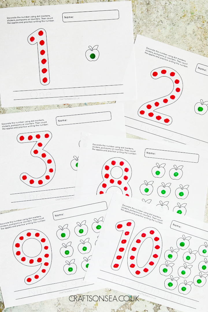 numbers 1-10 dot marker printables