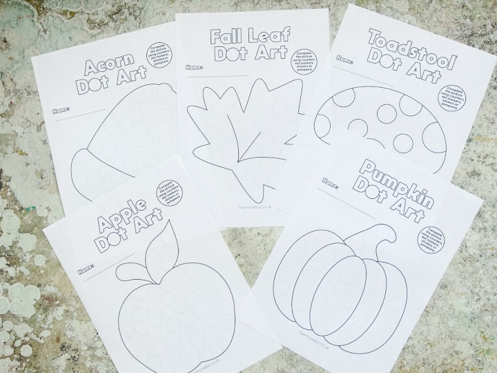 fall do a dot marker printables printed onto white printer paper