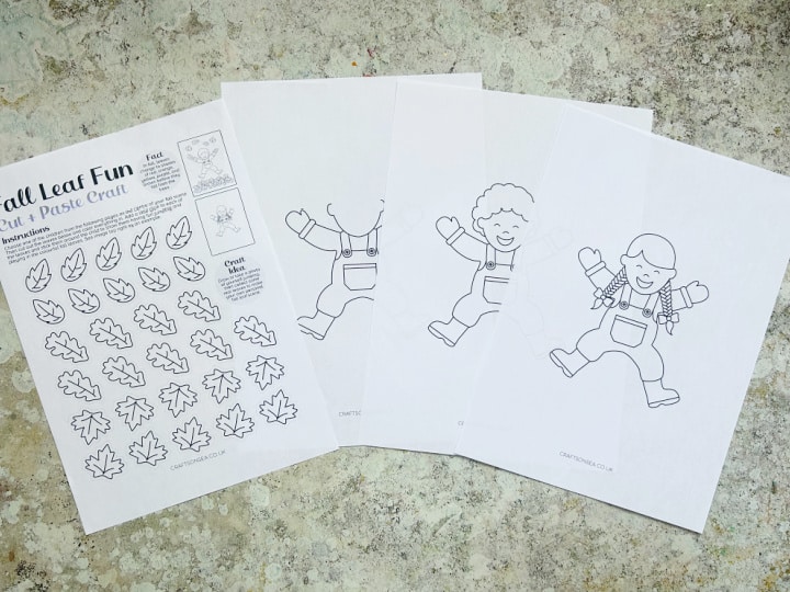 four page fall leaf craft printed onto white paper