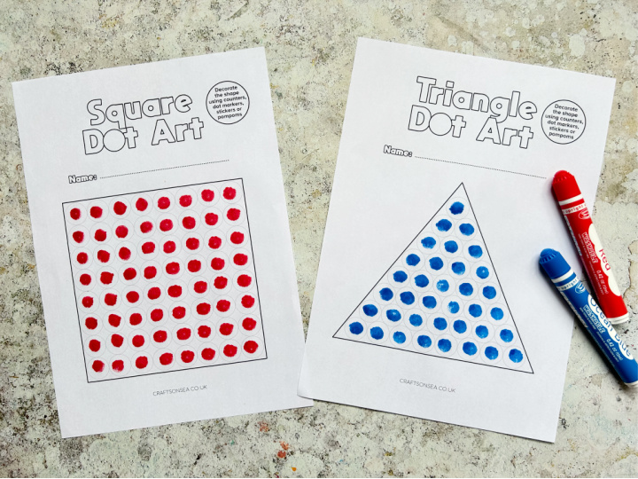 square and triangle dot marker printables