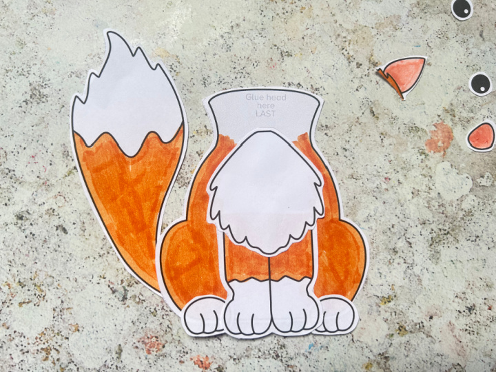 Gluing the chest onto a fox craft