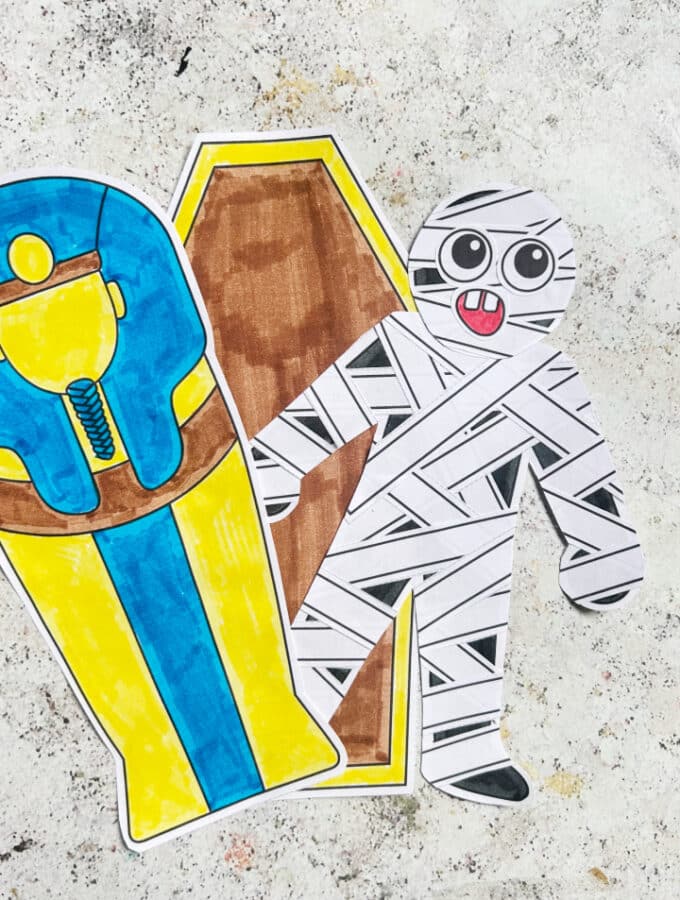 build a halloween mummy craft escaping from a paper coffin
