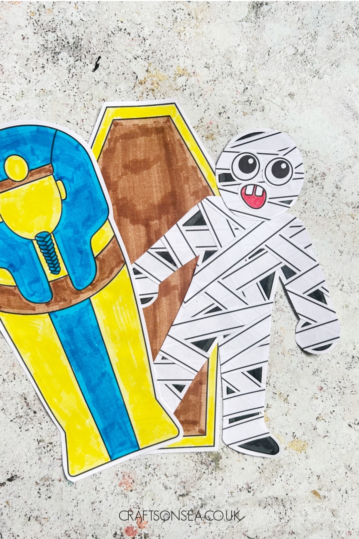 build a halloween mummy craft escaping from a paper coffin