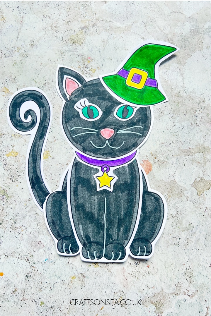build a witch's cat craft made using a free printable