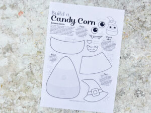 candy corn cut and paste printable printed onto white paper