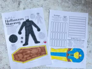 build a mummy craft printable colored in with markers