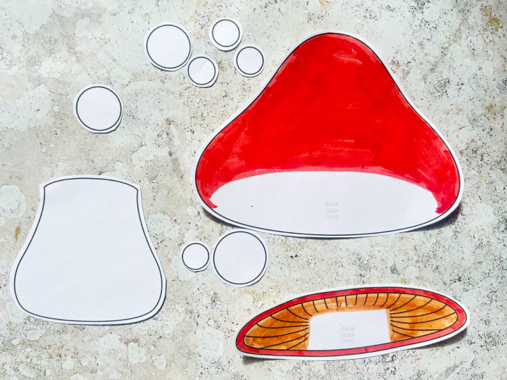 cut out pieces of the toadstool craft