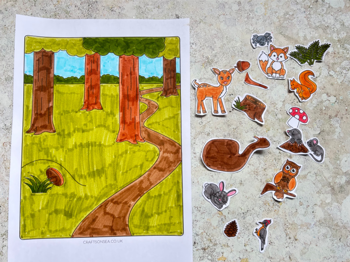 forest scene craft with animals cut out