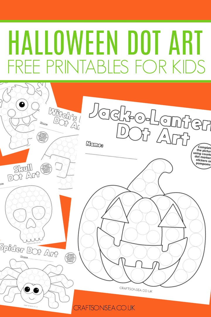 Free Halloween dot art printables for preschool and kindergarten