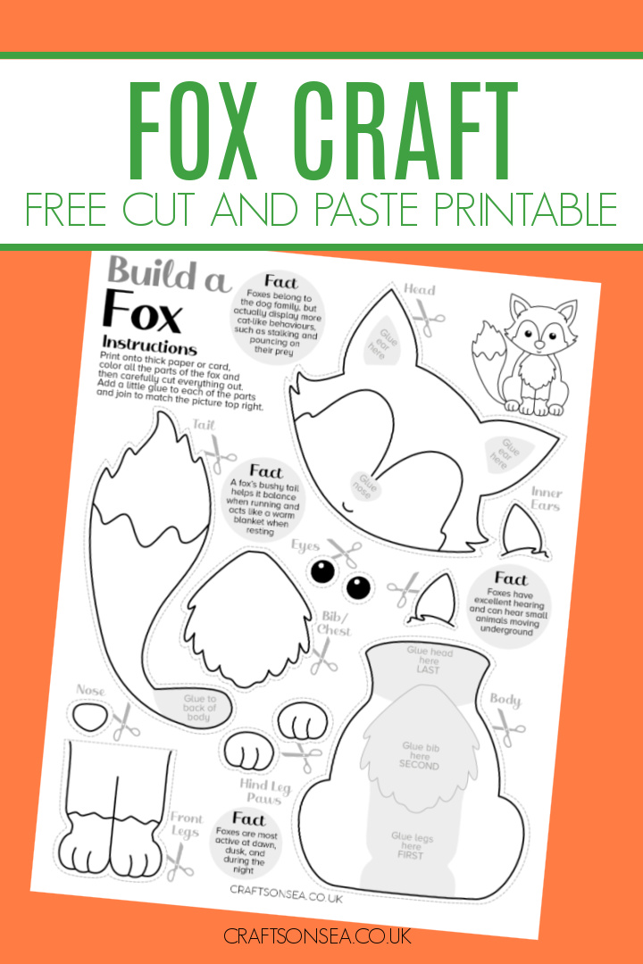 fox craft printable for kids