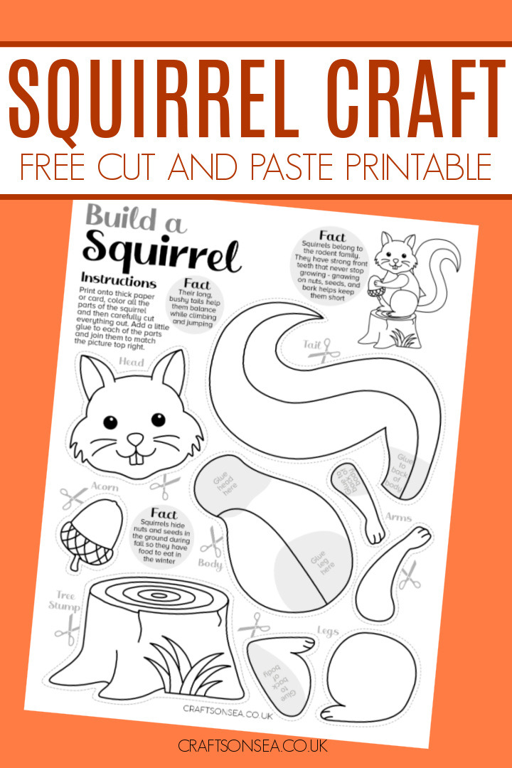 Squirrel craft printable PDF for kids