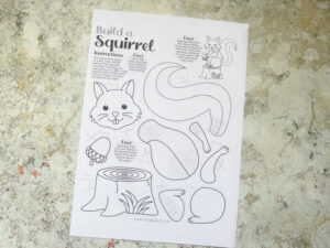 squirrel craft template printed onto white paper