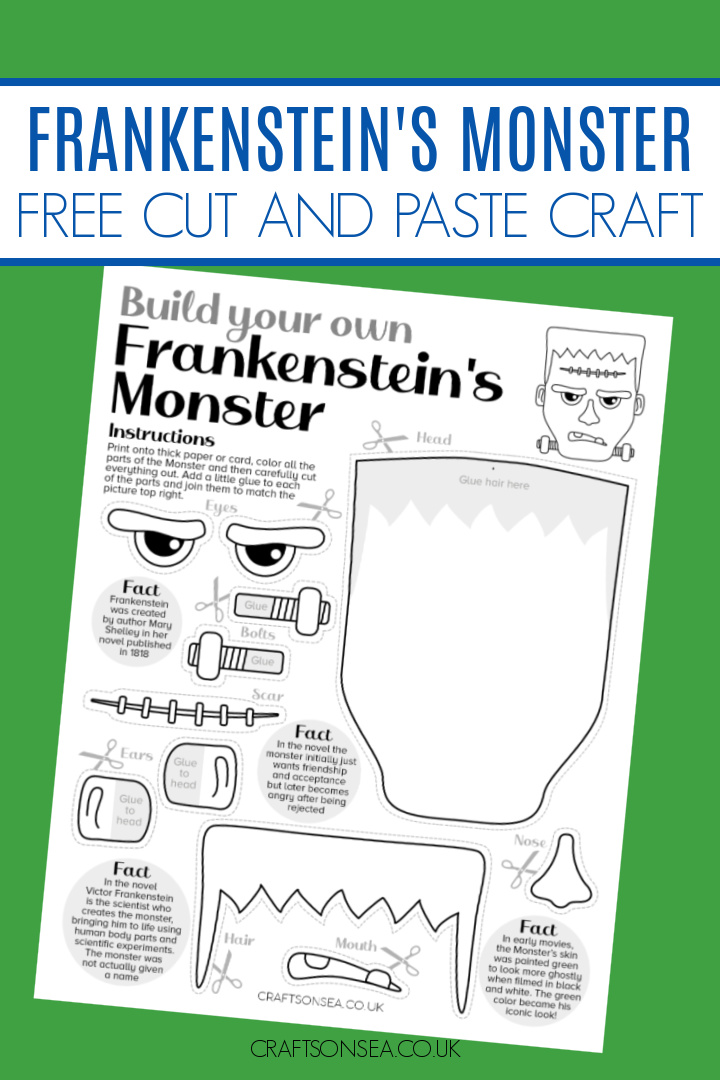free printable Frankenstein cut and paste craft